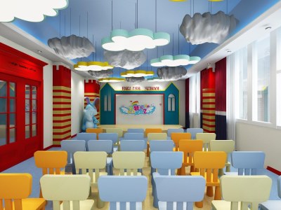 现代儿童教室3D模型下载